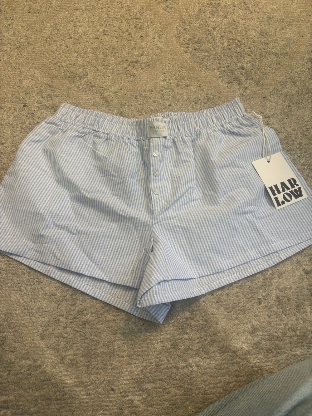 Harlow Light Blue & White Striped Athletic Shorts